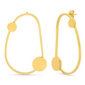 18k Gold-Plated Abstract Round-Accent Hoop Earrings